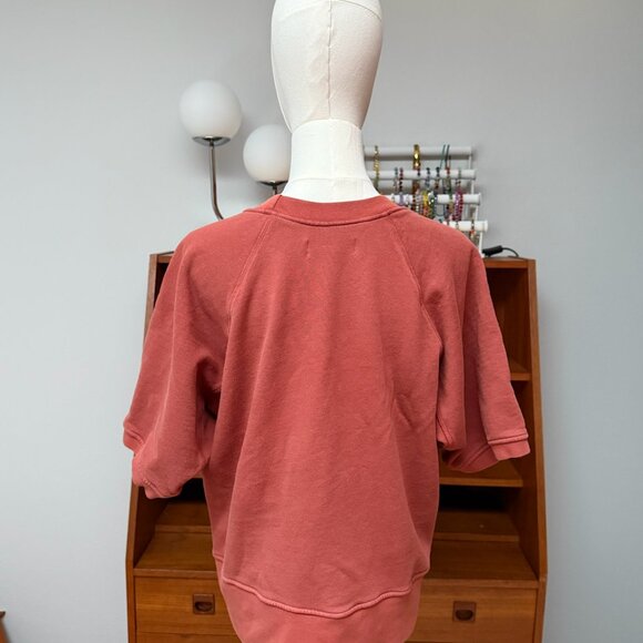 Imogene + Willie Rust Orange Raglan Sweatshirt Short Sleeve Boxy Fit Size Medium - Picture 4 of 5